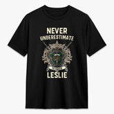 Leslie Hunting Tartan Crest 2D T-shirt - Never Underestimate Style